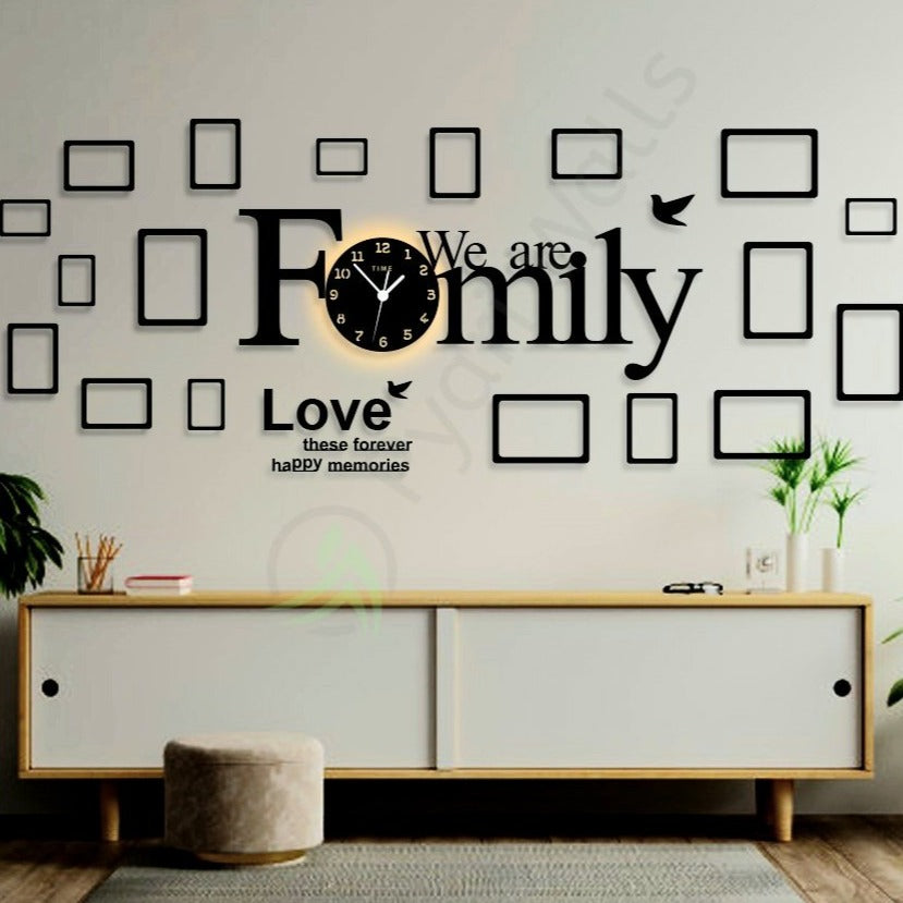 Big Family Frames Clock with rope light - imixpress.com