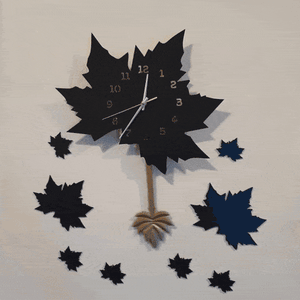 Black Maple Leaf Wall Clock with Pendulum - imixpress.com