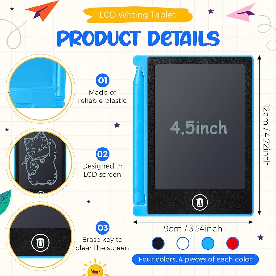 LCD Multicolor Screen Writing Tablet Erasable Writing Board - imixpress.com