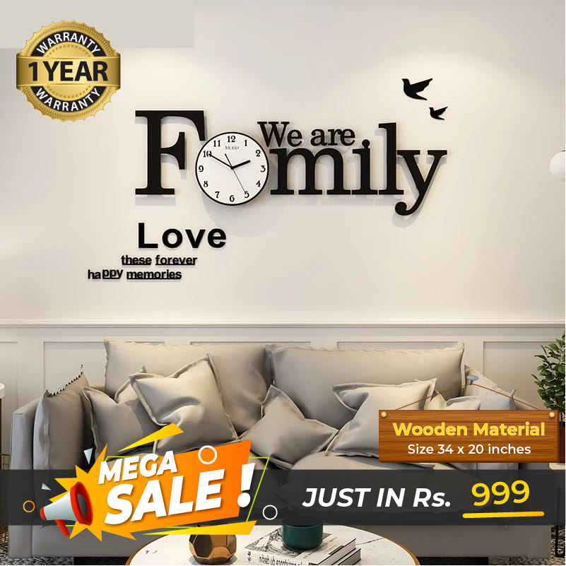 We are Family Clock with White Dial - imixpress.com