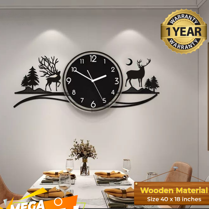 Deers in Forest and Mountain scenic Clock - imixpress.com