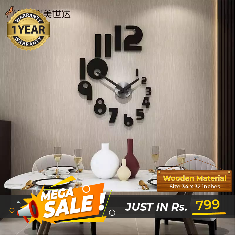 LARGE SIZE WOODEN DIY CLOCK WITH 12 INCHES NEEDLES - imixpress.com
