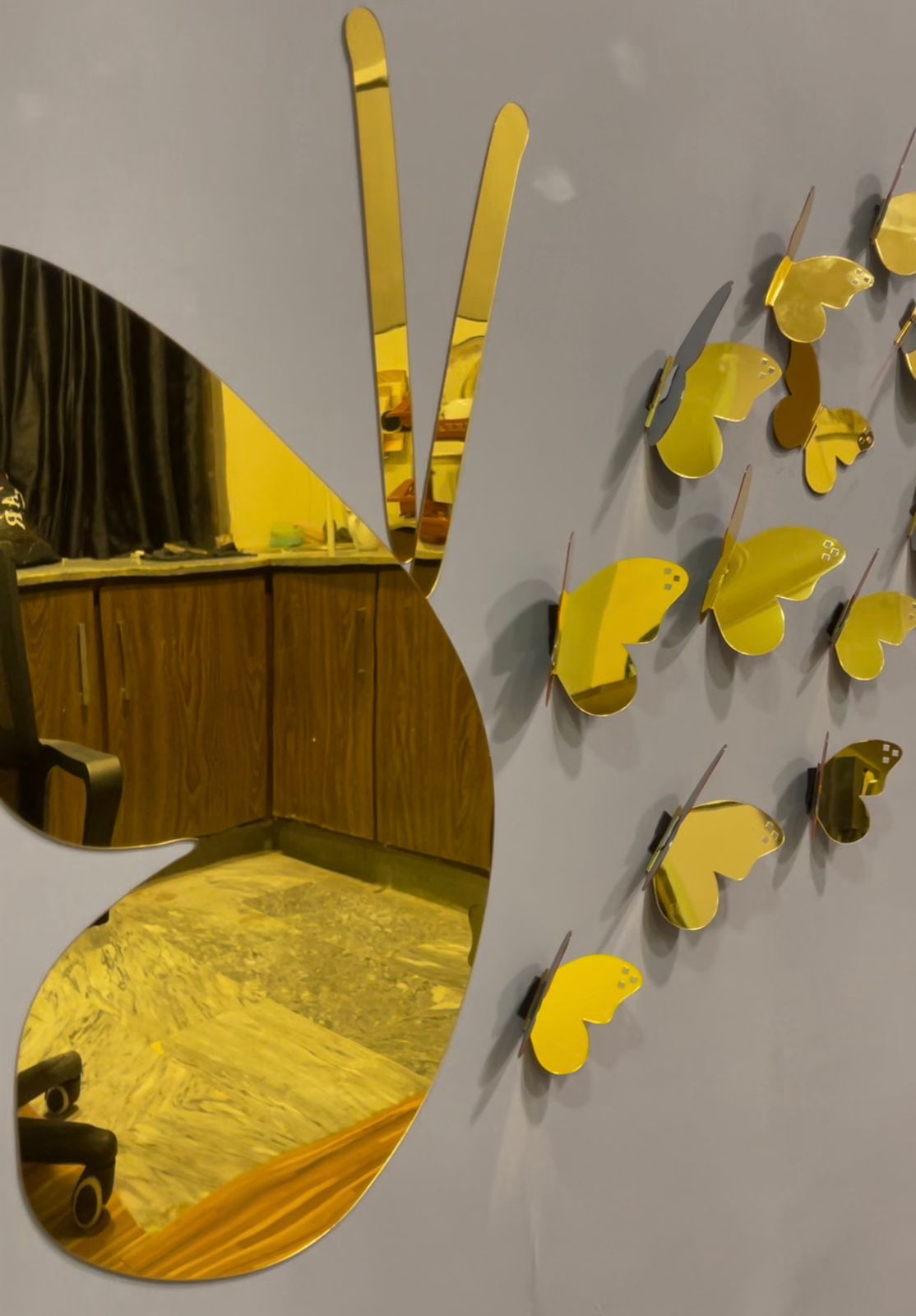 3D Golden Mini Mirror Butterfly Set – Elegant Wall Decor Accent - imixpress.com