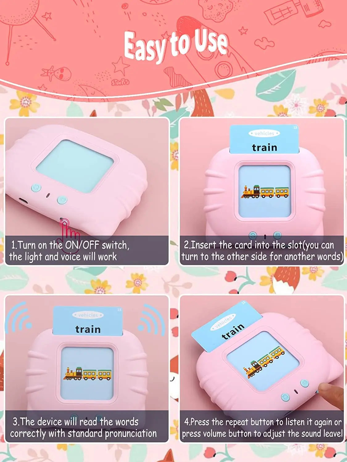 Education English Talking Flash Cards Learning Machine With Sound For Kids - imixpress.com