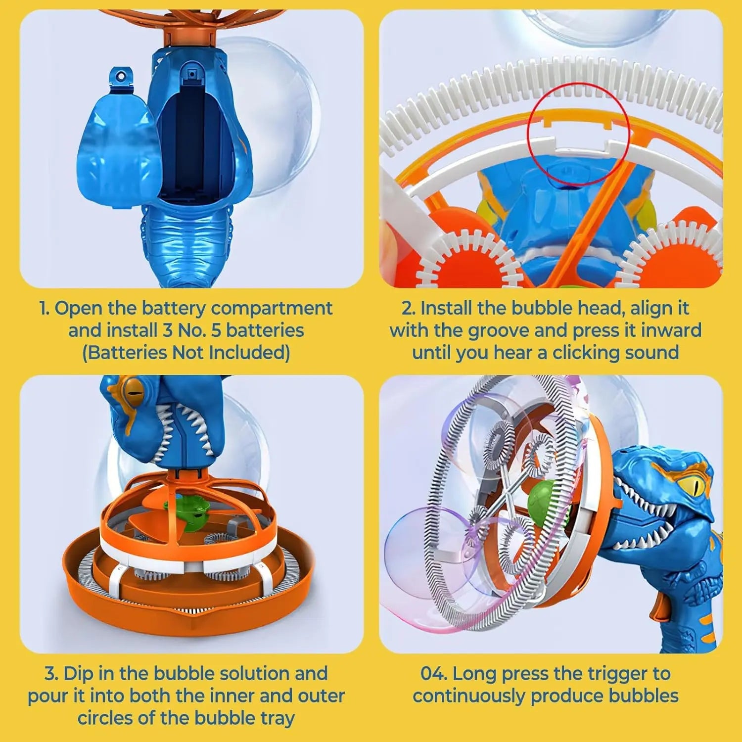 Electric Dinosaur Bubble Maker Gun toy for Kids - imixpress.com