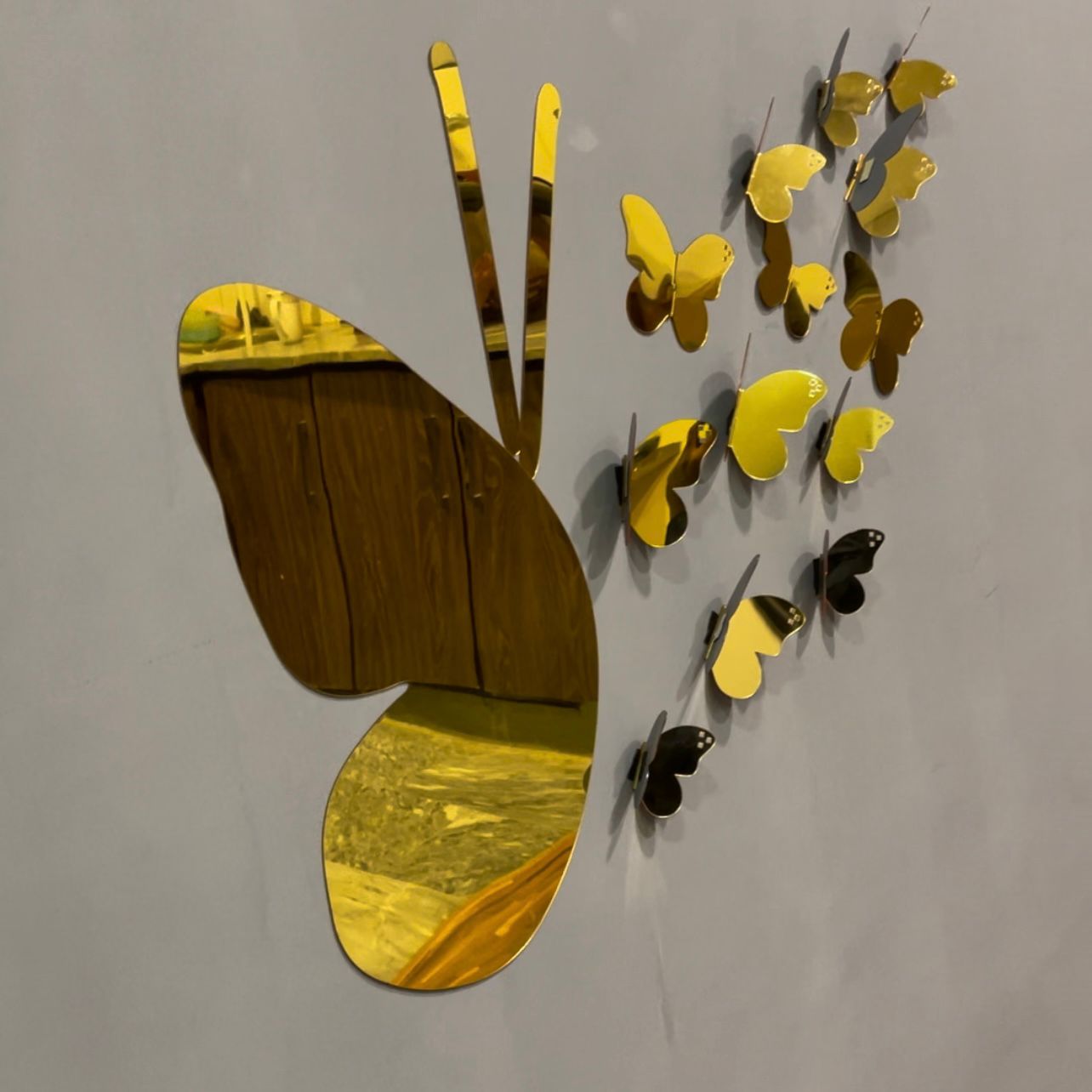 3D Golden Mini Mirror Butterfly Set – Elegant Wall Decor Accent - imixpress.com