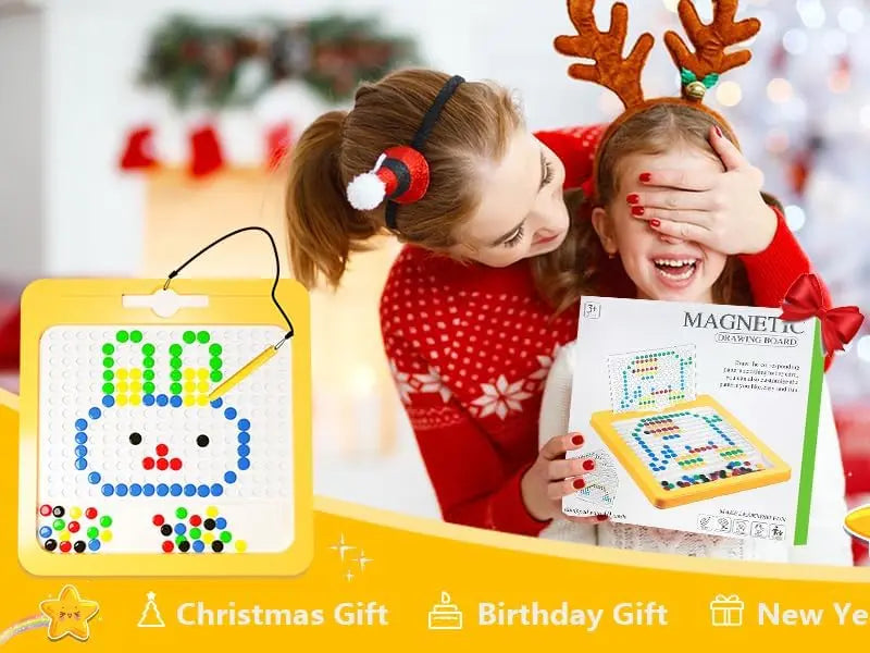 Magnetic Drawing Board Beads Dot Pattern Toy (Large) - imixpress.com