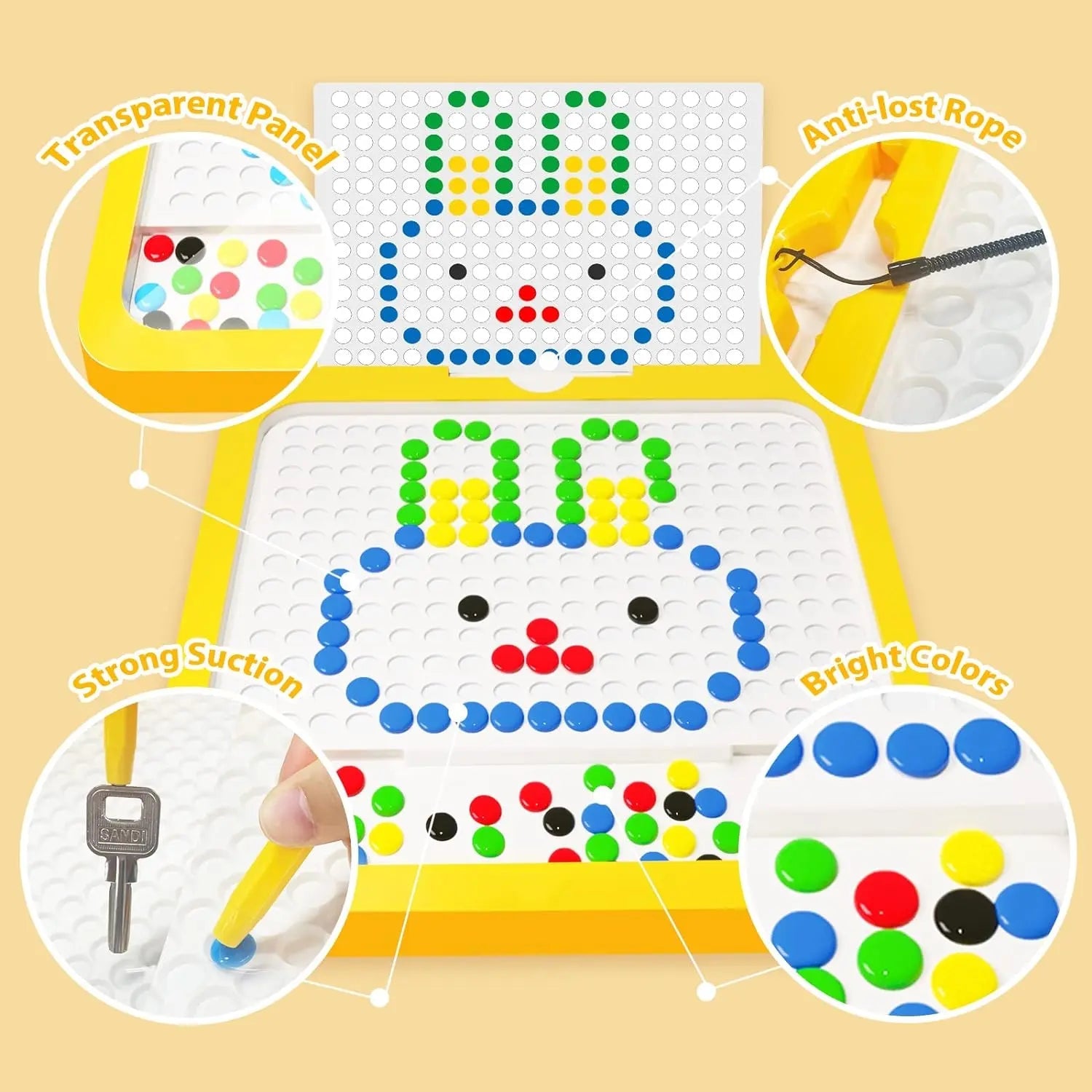 Magnetic Drawing Board Beads Dot Pattern Toy (Large) - imixpress.com
