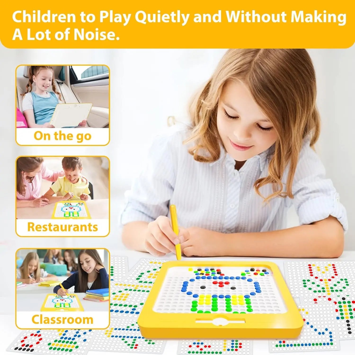 Magnetic Drawing Board Beads Dot Pattern Toy (Large) - imixpress.com