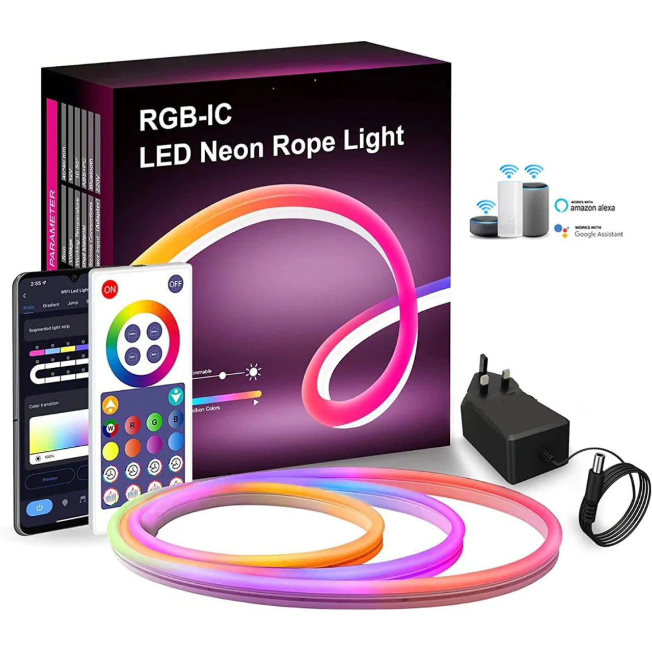 5-Meter Multicolor LED Neon Light – Remote & Mobile Control for Customizable Decor - imixpress.com