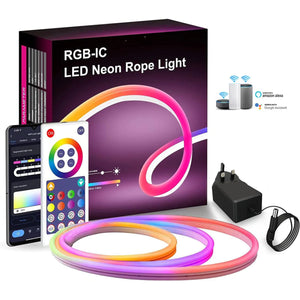 5-Meter Multicolor LED Neon Light – Remote & Mobile Control for Customizable Decor - imixpress.com