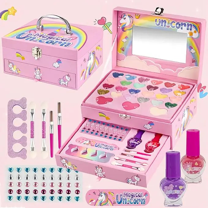 Unicorn Girls Safe & Pretend Play Cosmetic Makeup Case Beauty Kit - imixpress.com