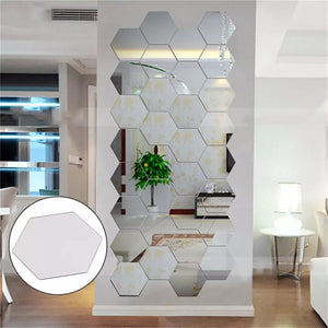 6x Acrylic Hexagon wall decor Mirror(Silver) - imixpress.com