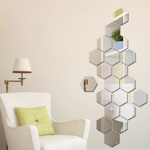 6x Acrylic Hexagon wall decor Mirror(Silver) - imixpress.com