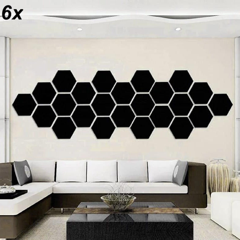 6x Acrylic Hexagon wall decor(Black) - imixpress.com
