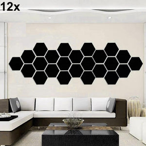 12x Acrylic Hexagon wall decor(Black) - Wall Decoration - imixpress.com