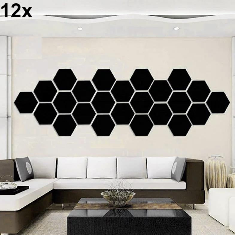 12x Acrylic Hexagon wall decor(Black) - Wall Decoration - imixpress.com