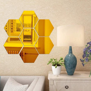 6x Acrylic Hexagon wall decor Mirror (Gold) - imixpress.com
