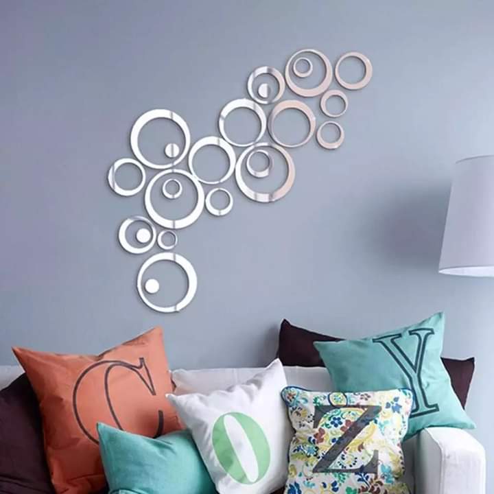 Silver Acrylic Mirror Rings(set of 22) - Wall Decor - imixpress.com