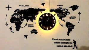 World Map Wall Clock with Rope Light(Large) - imixpress.com