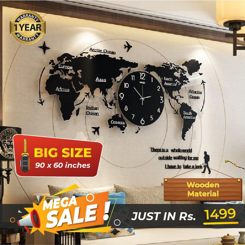 World Map Wall Clock - Wall Clock - imixpress.com