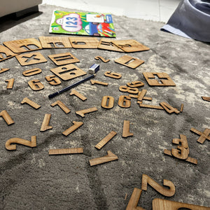 Kids Wooden Drawing Stencils English/Urdu/Mathematics Alphabets Learning Puzzle Toys - imixpress.com