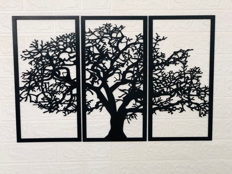 Wall Decor Tree in 3 panels 3 panel tree decor, Engraved Wall Art - imixpress.com