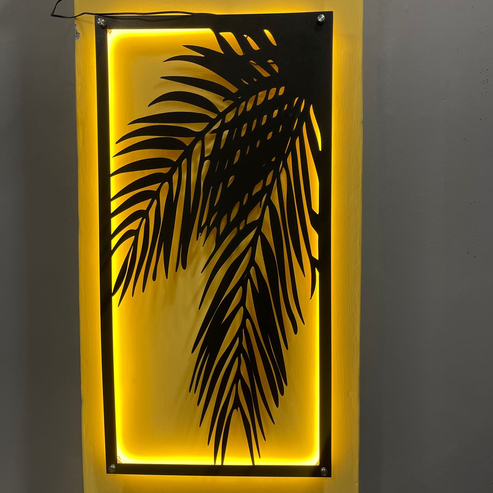 3D Bamboo leaf Wall Decor Art with Neon Light - imixpress.com
