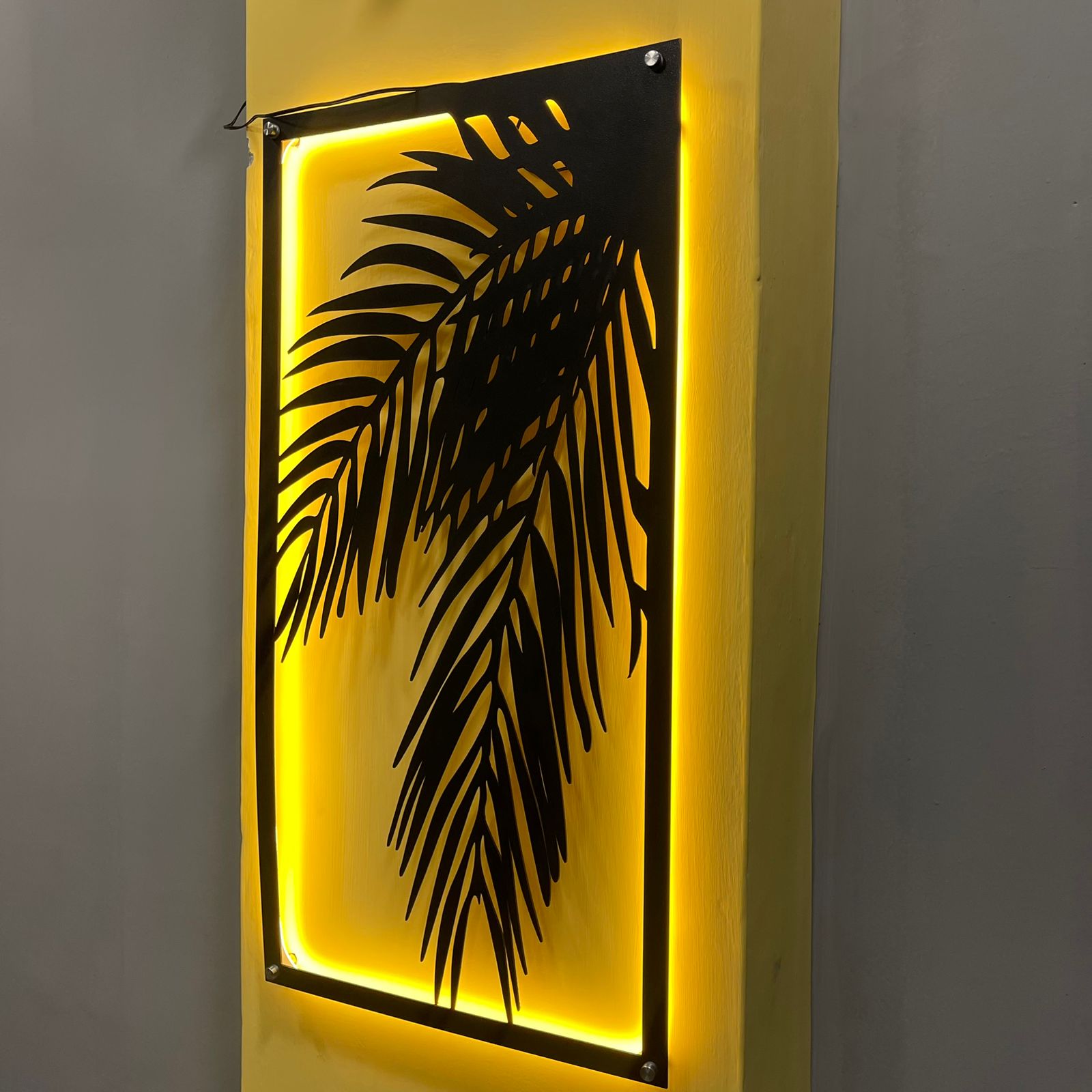 3D Bamboo leaf Wall Decor Art with Neon Light - imixpress.com