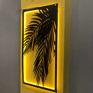 3D Bamboo leaf Wall Decor Art with Neon Light - imixpress.com