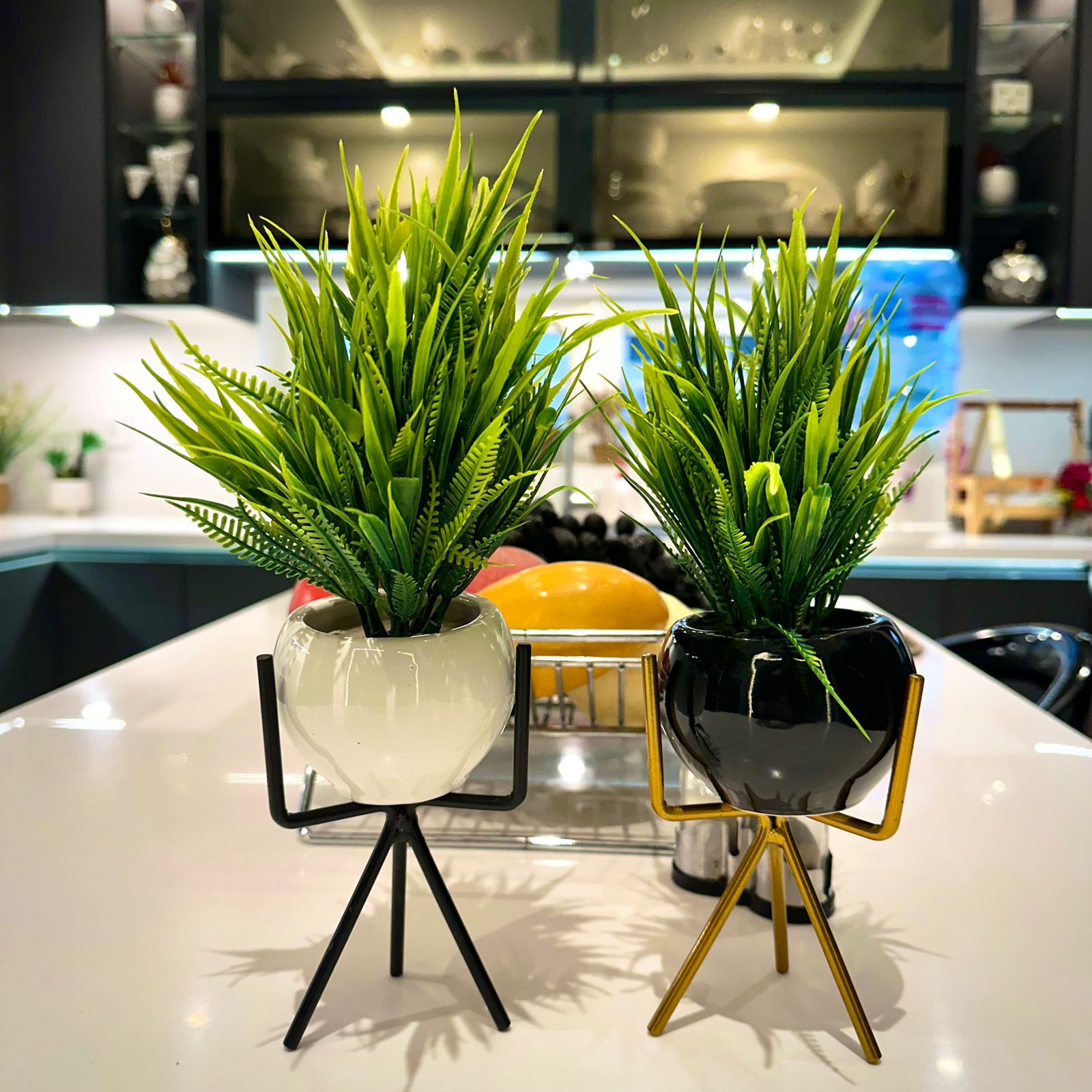 Luxury Ceramic Planters with Metal Stands - imixpress.com