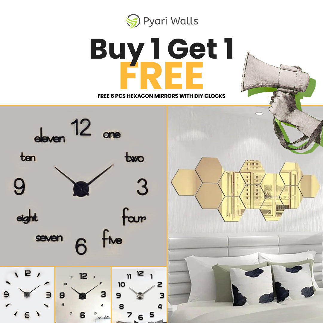 Summer Biggest Sale Buy 1 DIY Clock Get Free Hexagons Mirrors - imixpress.com