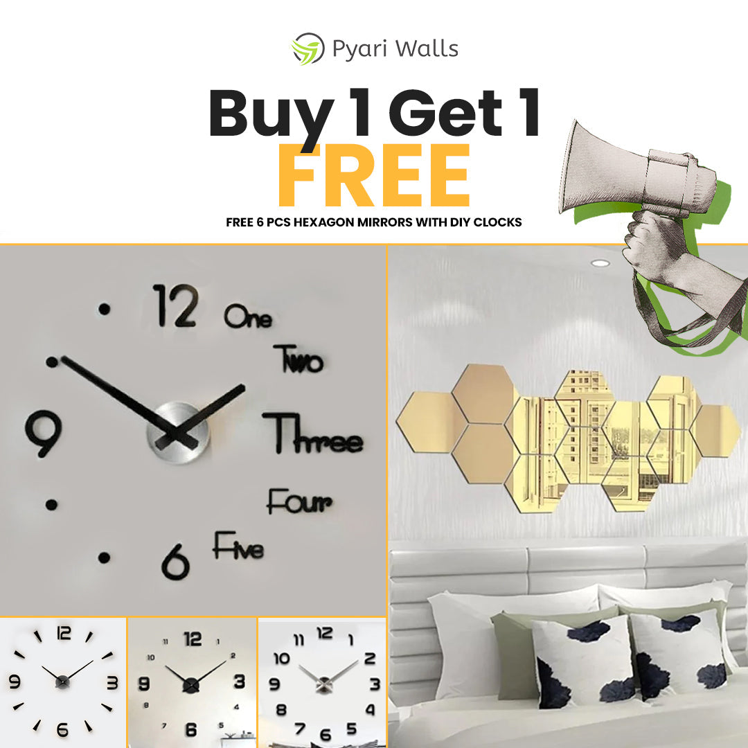 Summer Biggest Sale Buy 1 DIY Clock Get Free Hexagons Mirrors - imixpress.com
