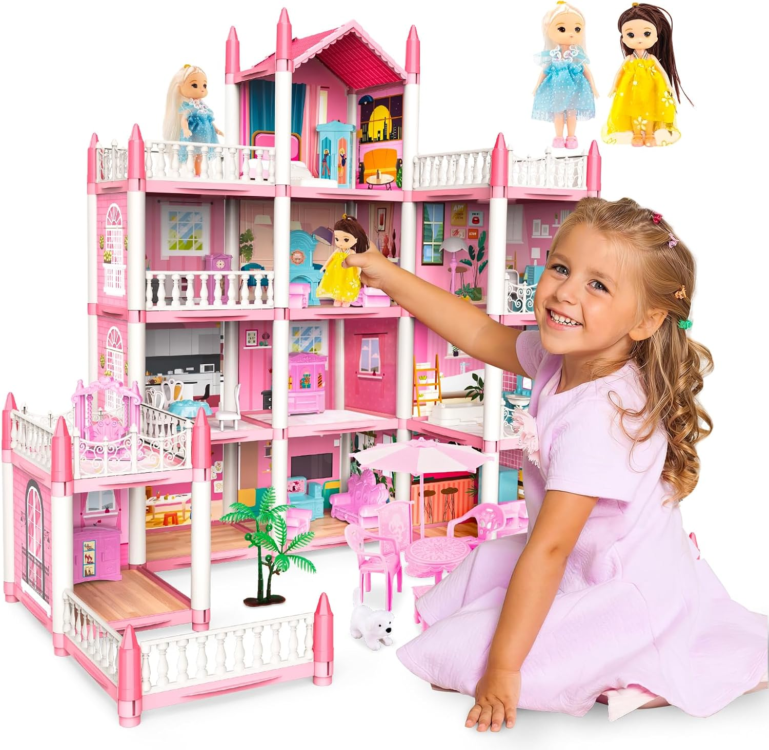 DIY Dreamy Pink Doll house Playset - imixpress.com