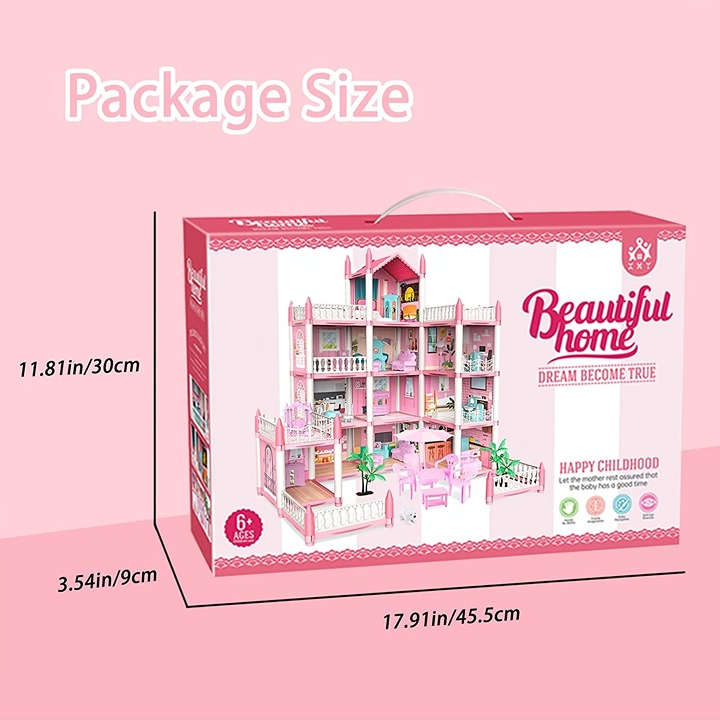 DIY Dreamy Pink Doll house Playset - imixpress.com