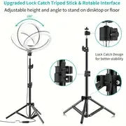 26cm Led Ring Light Tripod With Mobile Holder, 7ft Tripod Stand, 3 Light Colors, Dimmable Usb Selfie Ring Light For Videography And Photography - imixpress.com