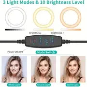 26cm Led Ring Light Tripod With Mobile Holder, 7ft Tripod Stand, 3 Light Colors, Dimmable Usb Selfie Ring Light For Videography And Photography - imixpress.com