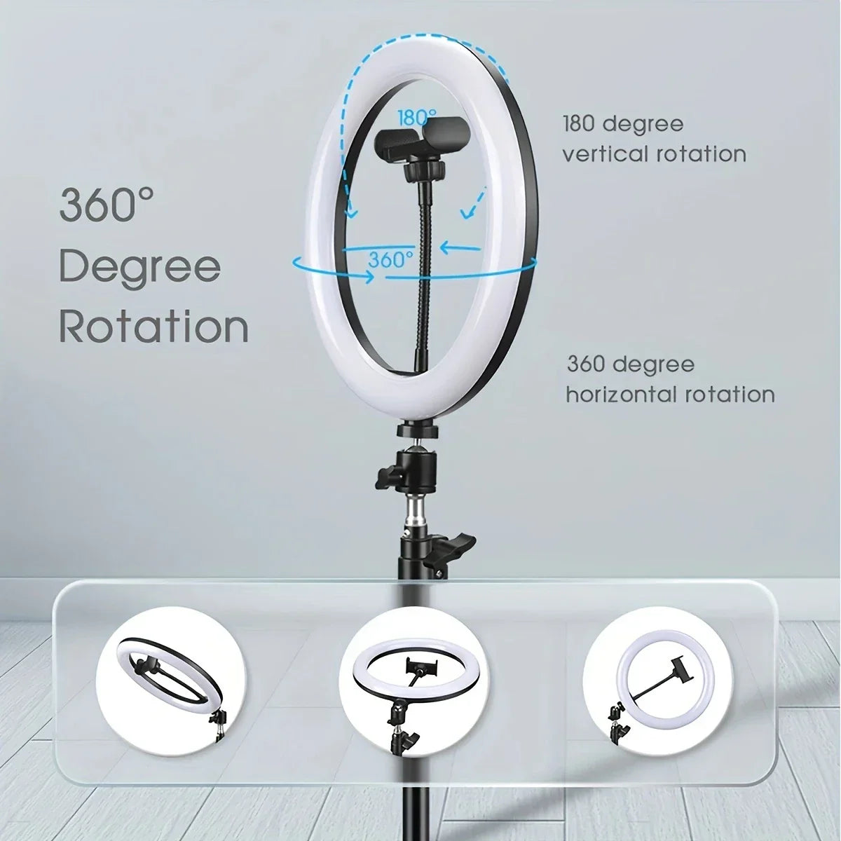 26cm Led Ring Light Tripod With Mobile Holder, 7ft Tripod Stand, 3 Light Colors, Dimmable Usb Selfie Ring Light For Videography And Photography - imixpress.com