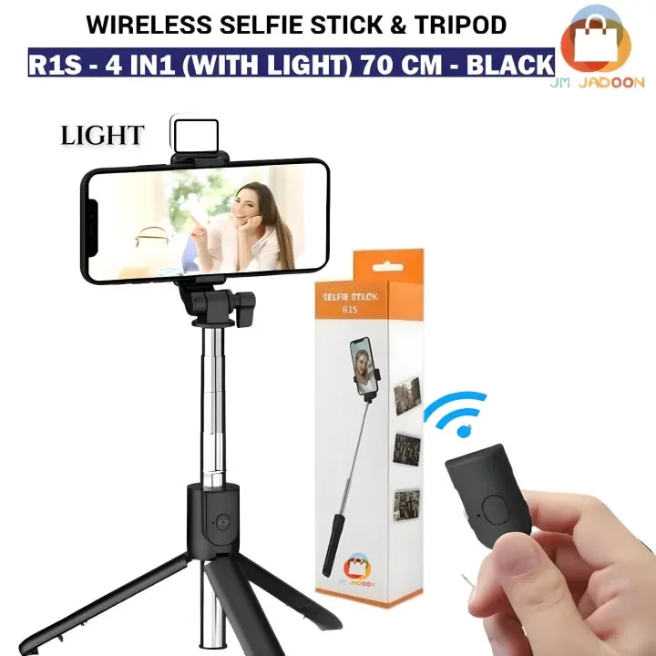 4 in 1 Selfie Stick + Tripod Stand with Light and Wireless Remote - imixpress.com