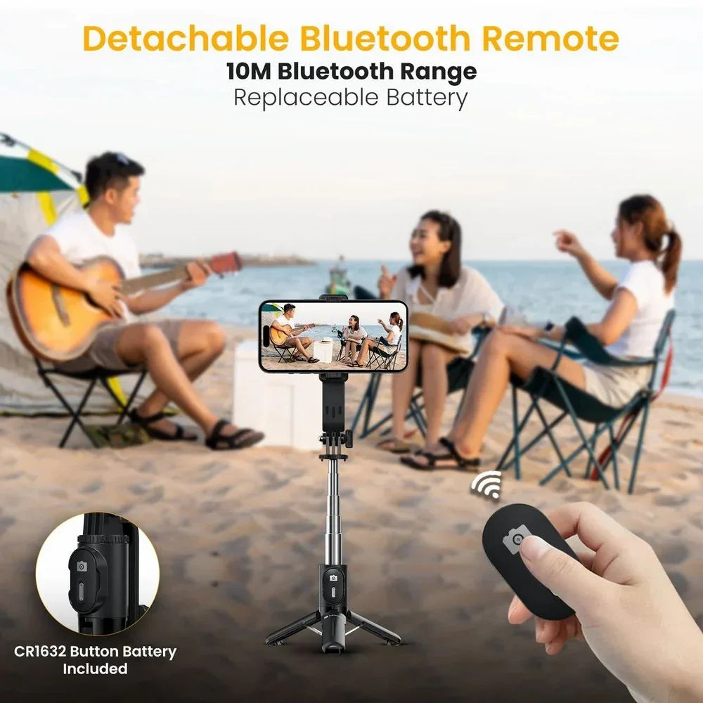 Selfie Stick With Tripod | Bluetooth Foldable Selfie Rod For Phone Action Camera Iphone(random Color ) - imixpress.com