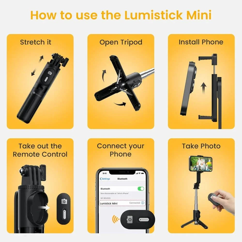 Selfie Stick With Tripod | Bluetooth Foldable Selfie Rod For Phone Action Camera Iphone(random Color ) - imixpress.com