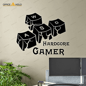 Hardcore Gamer WASD Keyboard Keys Gamer Room Sign (hg02) - imixpress.com