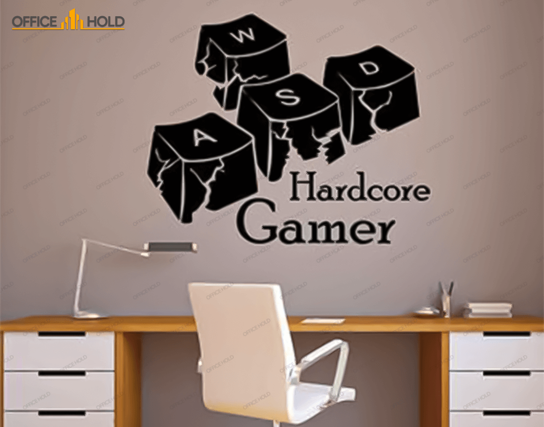 Hardcore Gamer WASD Keyboard Keys Gamer Room Sign (hg02) - imixpress.com