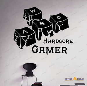 Hardcore Gamer WASD Keyboard Keys Gamer Room Sign (hg02) - imixpress.com