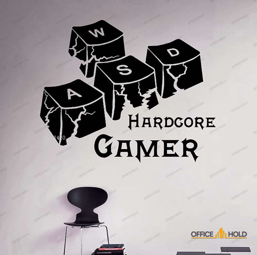 Hardcore Gamer WASD Keyboard Keys Gamer Room Sign (hg02) - imixpress.com