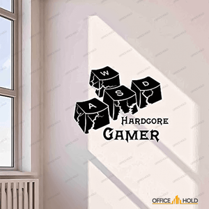 Hardcore Gamer WASD Keyboard Keys Gamer Room Sign (hg02) - imixpress.com
