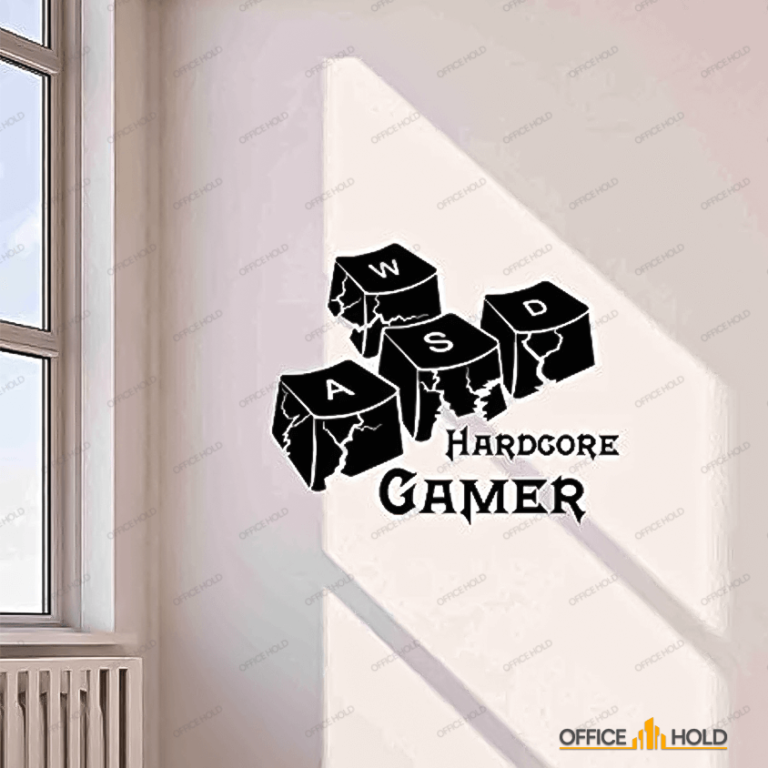Hardcore Gamer WASD Keyboard Keys Gamer Room Sign (hg02) - imixpress.com