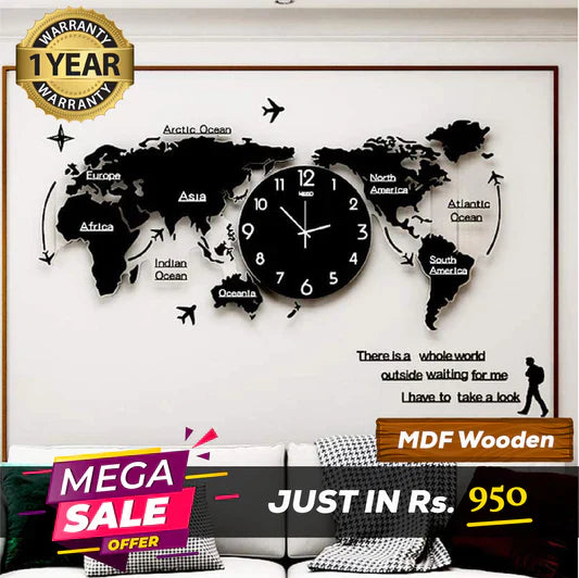 World Map Wall Clock - Wall Clock - imixpress.com